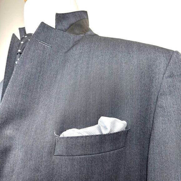 Hugo Boss Drago Grey‎ Herringbone Blazer 44 L EUC Read - Picture 4 of 15